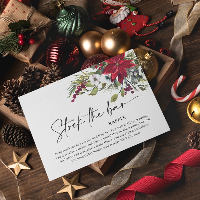 Cartão De Informações Poinsettia de Natal estoque o Chá de panela bar (Criador carregado)