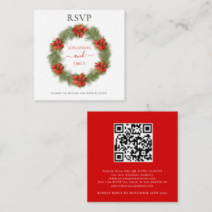 Cartão De Informações Poinsettia Natal Casamento QR Código RSVP