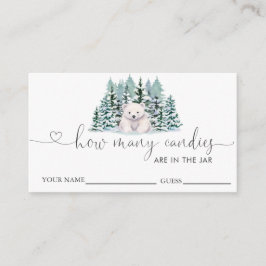 Cartão De Informações Polar Bear Chá de fraldas Adivinha Quantas Canetas