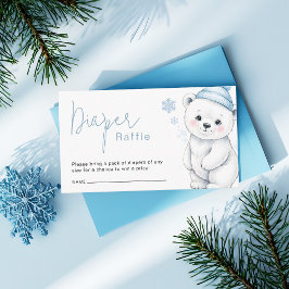 Cartão De Informações Polar Bear Winter Baby Shower Diaper Raffle Ticket