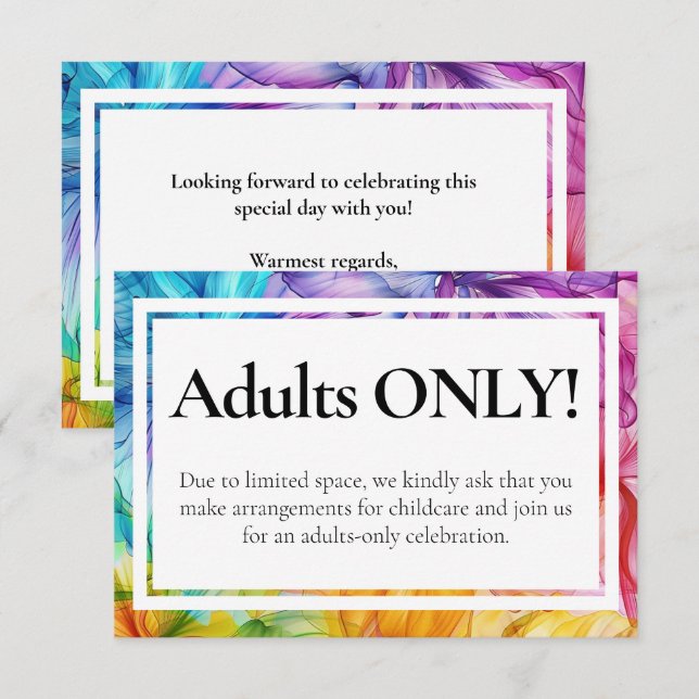 Cartão De Informações POLITE sem filhos casamento Eteal Bloom (Frente/Verso)