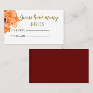 Cartão De Informações Poppies adivinham quantos beijos jogam noiva