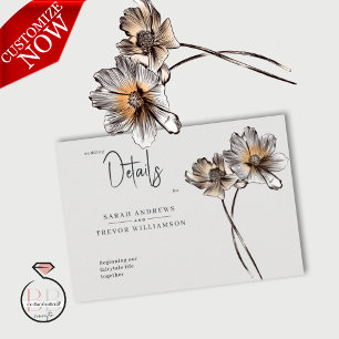 Cartão De Informações Poppies Terracotta de Linha Mínima