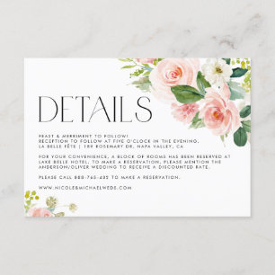 Cartão De Informações Pormenores de Casamento das Flores de Jardim Bonit