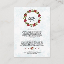 Cartão De Informações Pormenores de Casamento do Winter Poinsettia Snowf