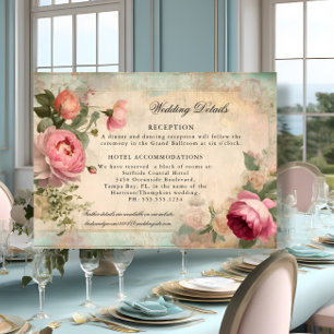 Cartão De Informações Pormenores do Casamento Azul da Imagem Floral Fran