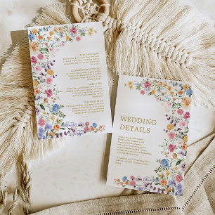Cartão De Informações Pormenores do Casamento das Flores do Jardim de Fl