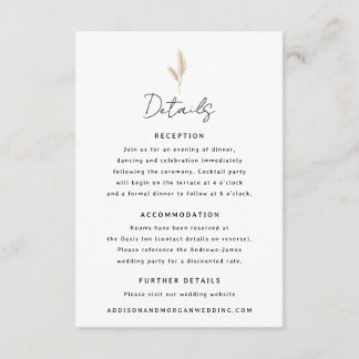 Cartão De Informações Pormenores do Casamento de Boho no Deserto de Pamp