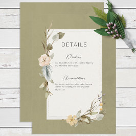 Cartão De Informações Pormenores do Casamento de Frame Floral de Boho Se