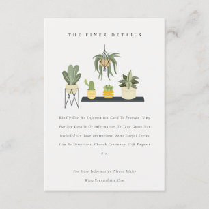 Cartão De Informações Pormenores do Casamento de Plantas Suculentas com