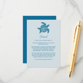 Cartão De Informações Pormenores do Casamento de Sea Turtle, Sea Blue Be