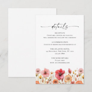 Cartão De Informações Pormenores do Casamento do Pastel Pink Boho Wildfl