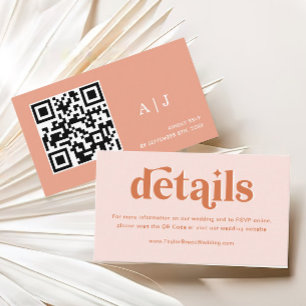 Cartão De Informações Pormenores do Casamento do Peach Pink Orange Boho 
