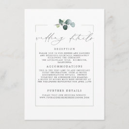 Cartão De Informações Pormenores do Casamento Eucalyptus Greenery Modern