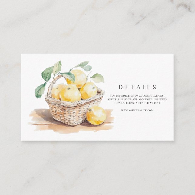 Cartão De Informações Pormenores do Casamento Italiano da Toscânia Water (Frente)