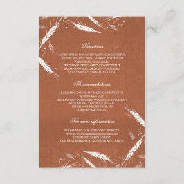 Cartão De Informações Pormenores do Casamento Laranja de Trigo - Informa