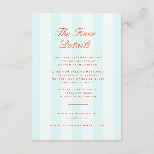 Cartão De Informações Pormenores do Casamento Laranja-Teal de Disquete V (Frente)