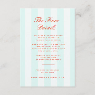 Cartão De Informações Pormenores do Casamento Laranja-Teal de Disquete V