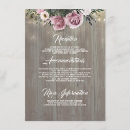 Cartão De Informações Pormenores do Casamento Russo do País Rosa Rosa Ro