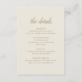 Cartão De Informações Pormenores Formais Elegantes Casamento Dourado Neu