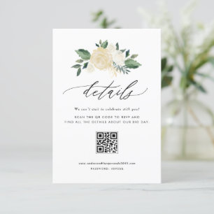 Cartão De Informações Pormenores sobre Casamento das Flores de Marfim e