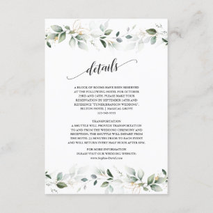 Cartão De Informações Pormenores sobre Casamento de Folhas Douradas de Á