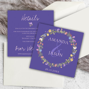 Cartão De Informações Pormenores sobre Casamento Floral Purple Wreath Wi