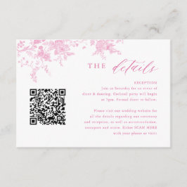 Cartão De Informações Pormenores sobre Casamento Floral Rosa-Rosa-Borrac
