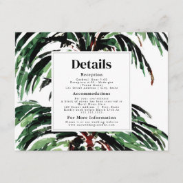 Cartão De Informações Pormenores sobre Recepção de Casamento com Palmeir