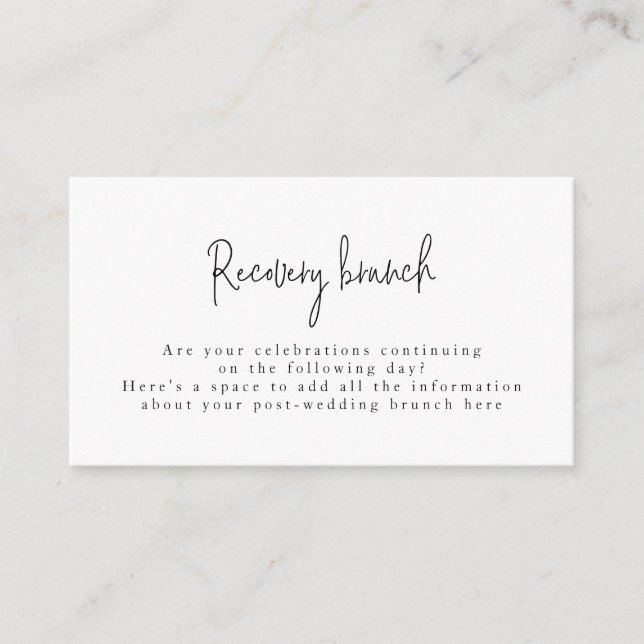 Cartão De Informações Posto-Casamento de Letra de Script Chic - Brunch (Frente)