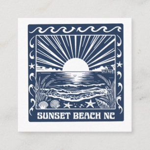 Cartão De Informações Praia Sunset NC Pôr do Sol Costeiro Vintage