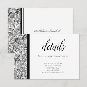 Cartão De Informações Prata Moderna e Casamento Negro