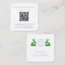 Cartão De Informações Preppy Bunny Monograma Registro de Chá de fraldas
