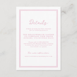 Cartão De Informações Preppy Peony Pink Chic Wedding Details Card