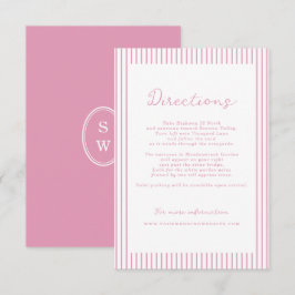 Cartão De Informações Preppy Peony Pink Chic Wedding Directions Card