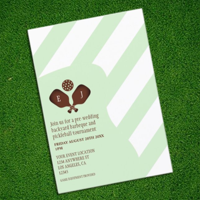 Cartão De Informações Preppy Pickleball Stripes Pre-Wedding Game (Criador carregado)