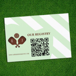 Cartão De Informações Preppy Pickleball Stripes Wedding Registry