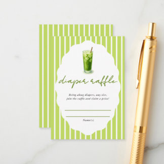 Cartão De Informações Preppy Stripes Matcha Baby Shower Diaper Raffle