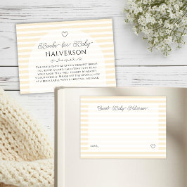 Cartão De Informações Preppy Yellow Stripes Baby Shower Book Request
