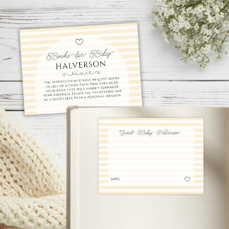 Cartão De Informações Preppy Yellow Stripes Baby Shower Book Request