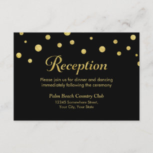 Cartão De Informações Preto à moda & o ouro pontilham a recepção de