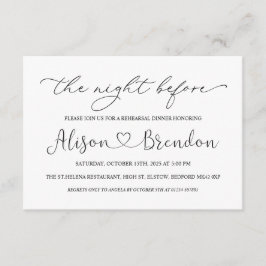 Cartão De Informações Preto Branco Boas-vindas à Noite Anterior