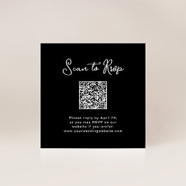 Cartão De Informações Preto-branco e doce | RSVP com código QR