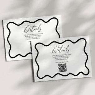 Cartão De Informações Preto Branco Elegante Borda Ondulada Detalhes do C