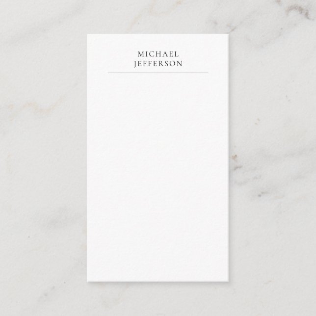 Cartão De Informações Preto e Branco Minimalista Simples Moderno (Frente)