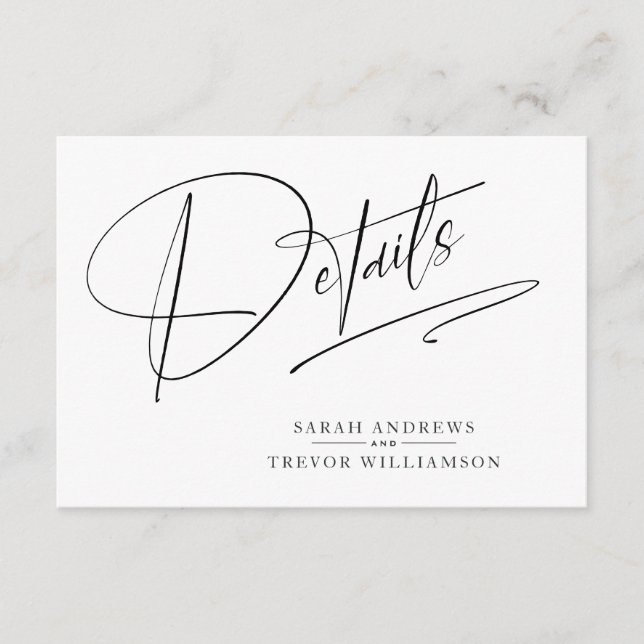 Cartão De Informações Preto e Branco Simples Moderno (Frente)