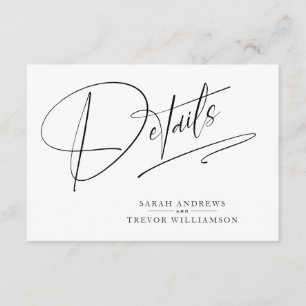 Cartão De Informações Preto e Branco Simples Moderno