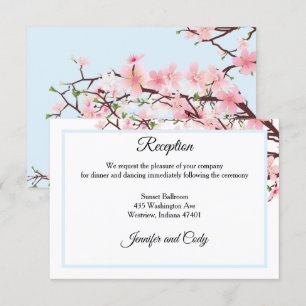 Cartão De Informações Primavera Cherry Blossoms cor-de-rosa Recepção de