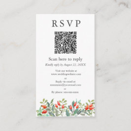 Cartão De Informações Primavera deixa o QR RSVP de Casamento