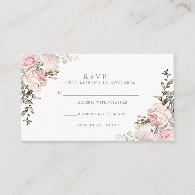 Cartão De Informações Primavera Floral Watercolor RSVP (Frente)